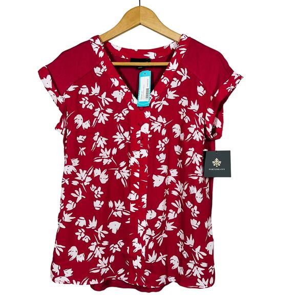 NEW! Fortune + Ivy x Stitchfix Helina Mixed MAterial Blouse Top Casual Tunic - S - Picture 1 of 4